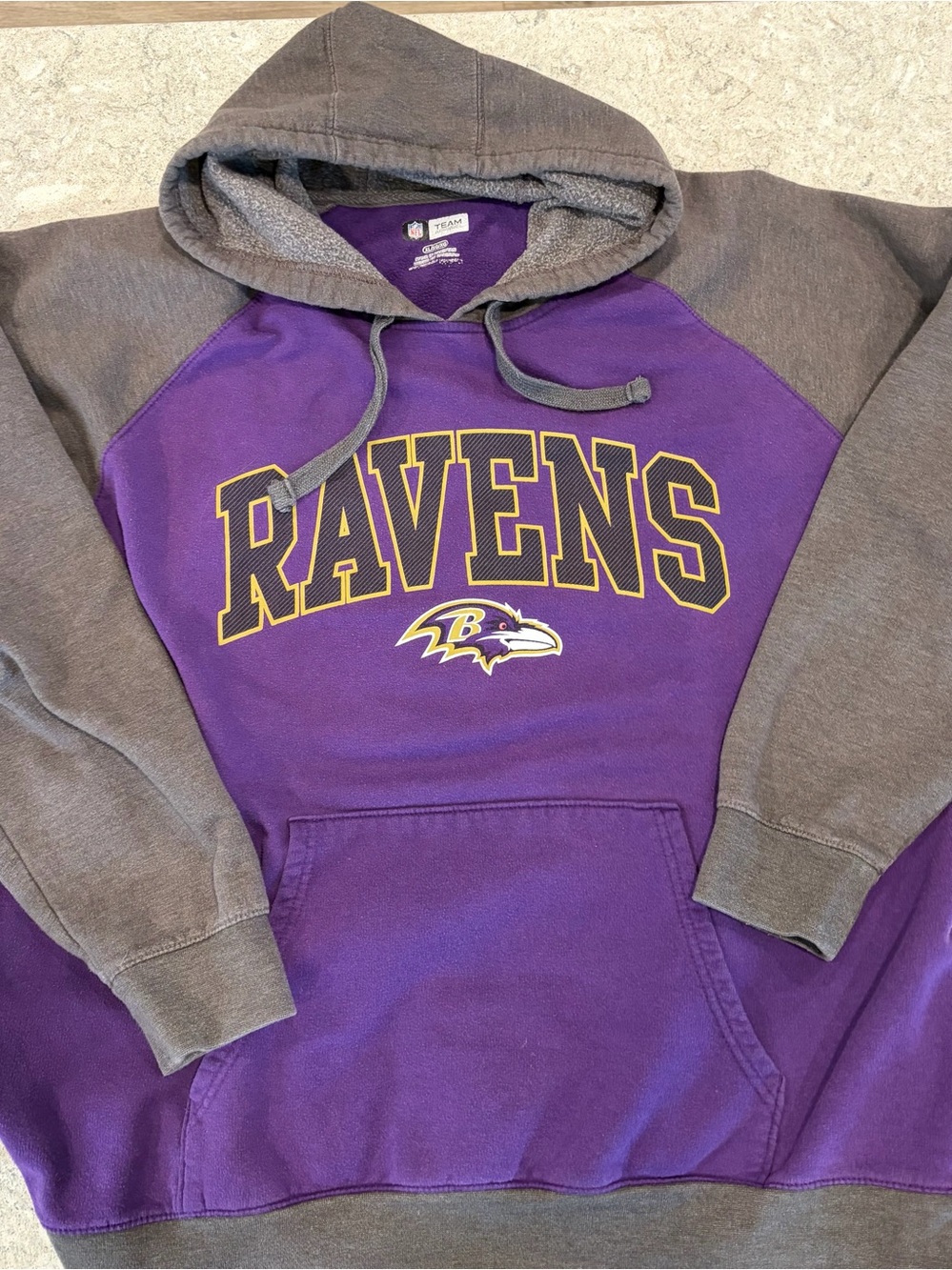 Baltimore Ravens Purple & Gray NFL Team Apparel Pullover Hoodie Sweatshirt-XL
